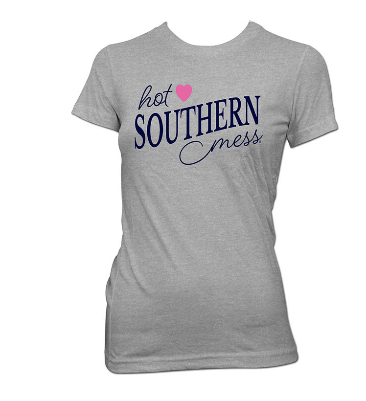 Gray Funny Tshirt with Sayings Hot Southern Mess® Women's Apparel